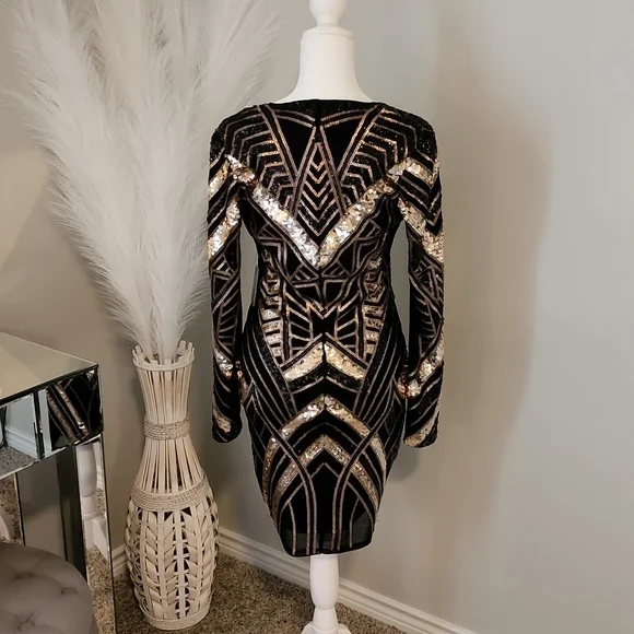 Express Geometric Sequin Mini Bodycon Dress NWT - Picture 7 of 8